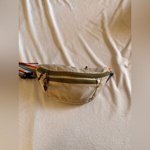 REI Co-Op Fannypack Beige Ripstop Rainbow Stripe Pride Belt 3Compartment UpTo46